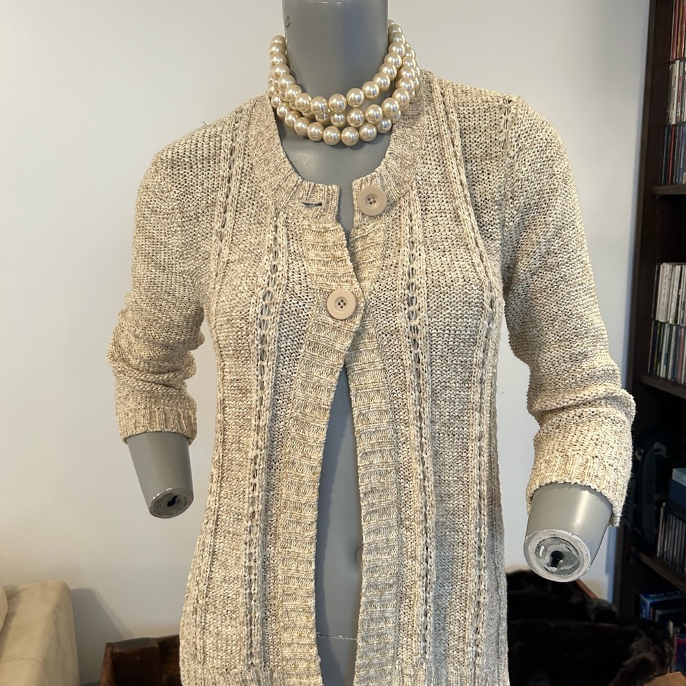Sarah Spencer Cream Textured Knit Cardigan